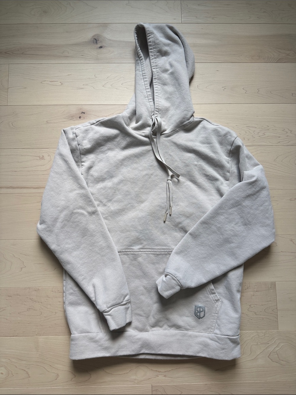 Neutral Cream Hooded Pullover Sweatshirt